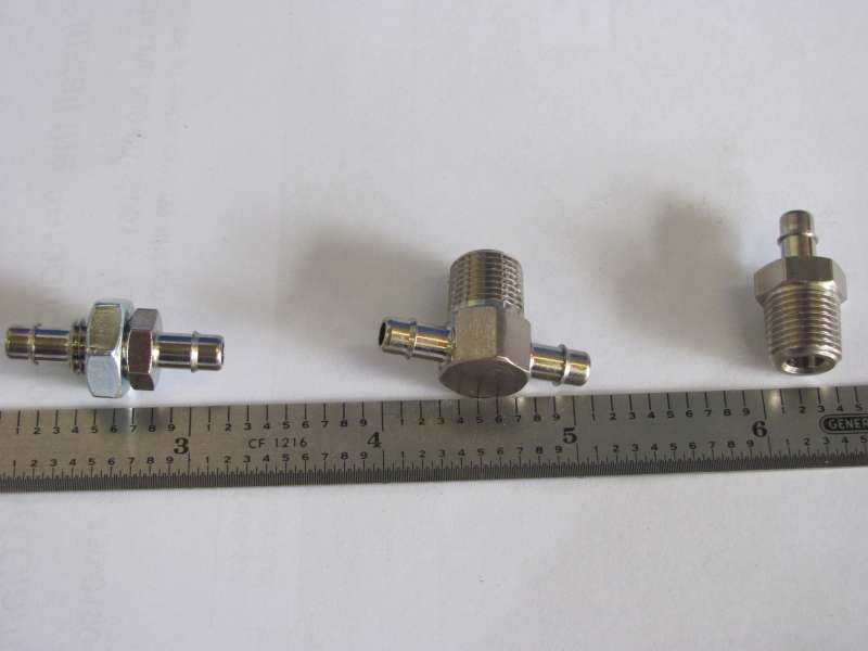 1/8&quot; NPT x 0.170&quot; hose barb, single and double, 5/16&quot; bulk head fitting